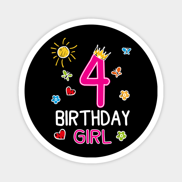 Kids 4th Birthday Girl Crown Princess Magnet by printedartings